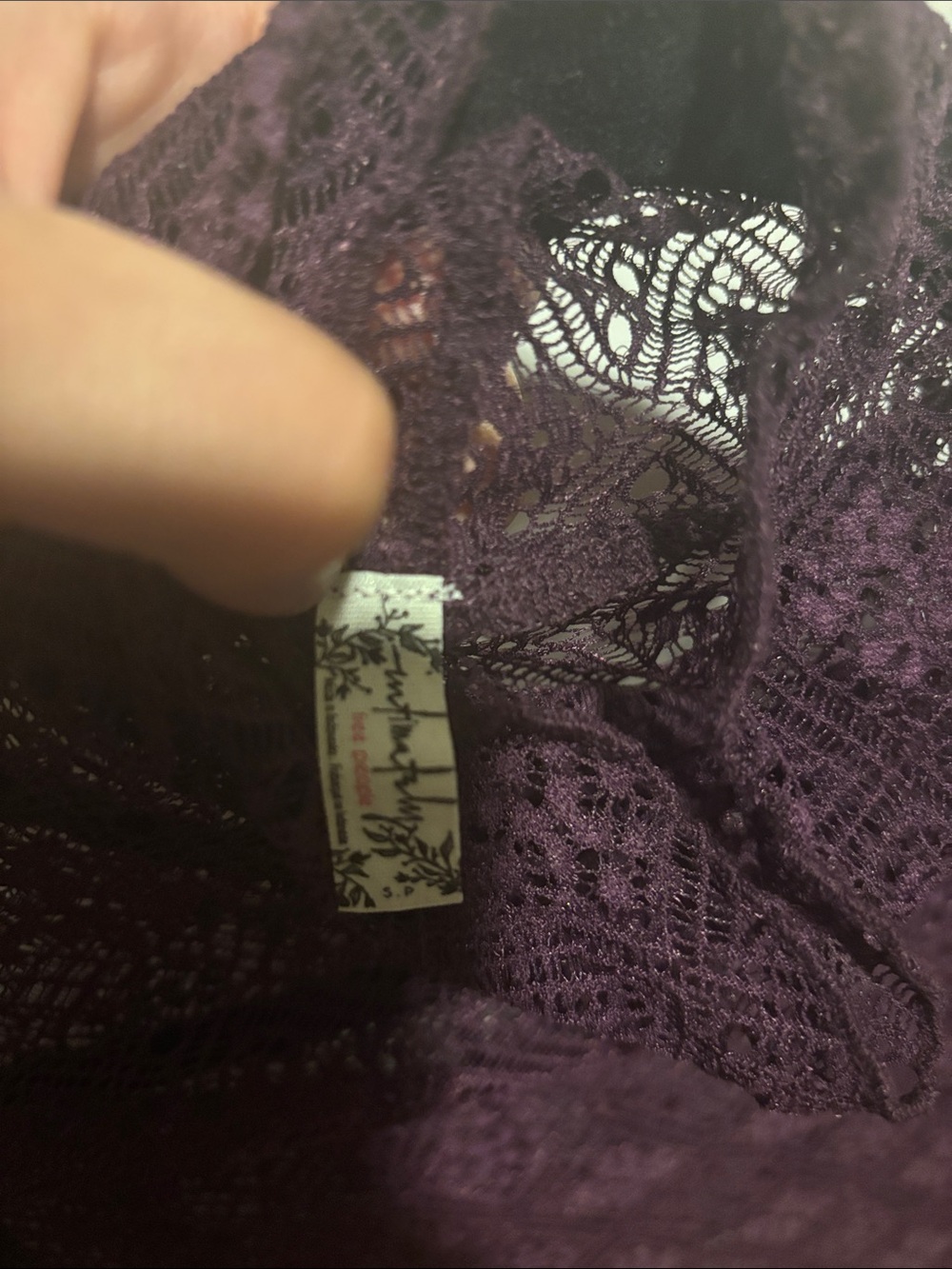 Free People Sheer Lace Turtleneck in Plum - Picture 2 of 3